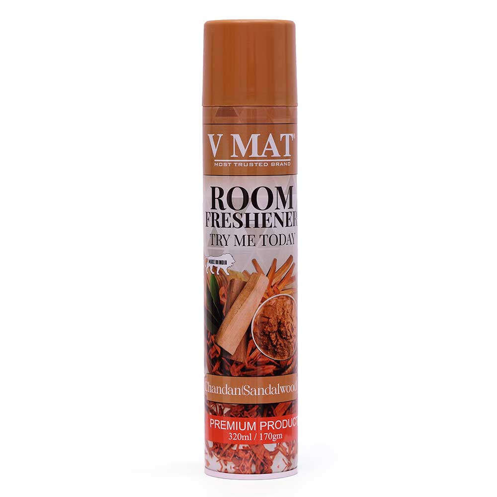 VMAT Room Freshener Spray – Premium Sandalwood Fragrance for Home, Car & Office – Long-Lasting Freshness – Eliminates Odors – 320ml/170g (Most Trusted Brand) (Sandalwood)