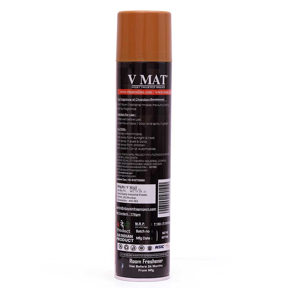 VMAT Room Freshener Spray – Premium Sandalwood Fragrance for Home, Car & Office – Long-Lasting Freshness – Eliminates Odors – 320ml/170g (Most Trusted Brand) (Sandalwood)