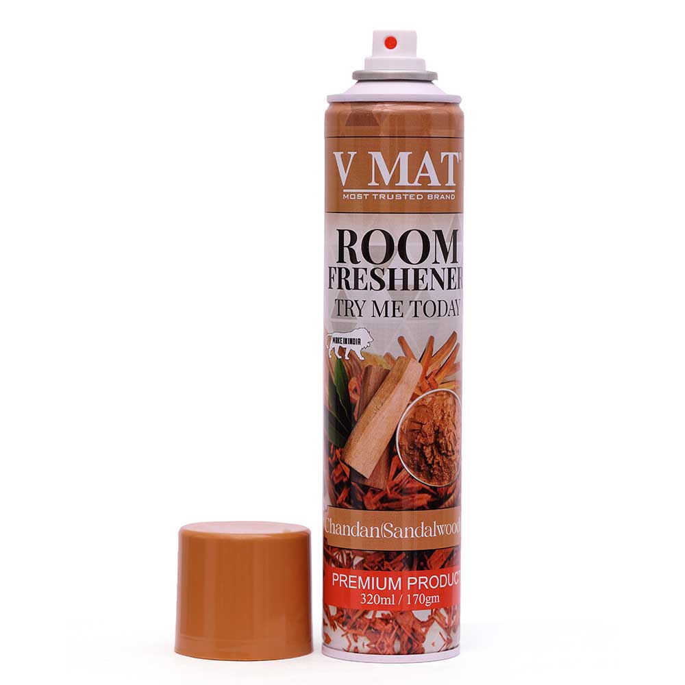 VMAT Room Freshener Spray – Premium Sandalwood Fragrance for Home, Car & Office – Long-Lasting Freshness – Eliminates Odors – 320ml/170g (Most Trusted Brand) (Sandalwood)