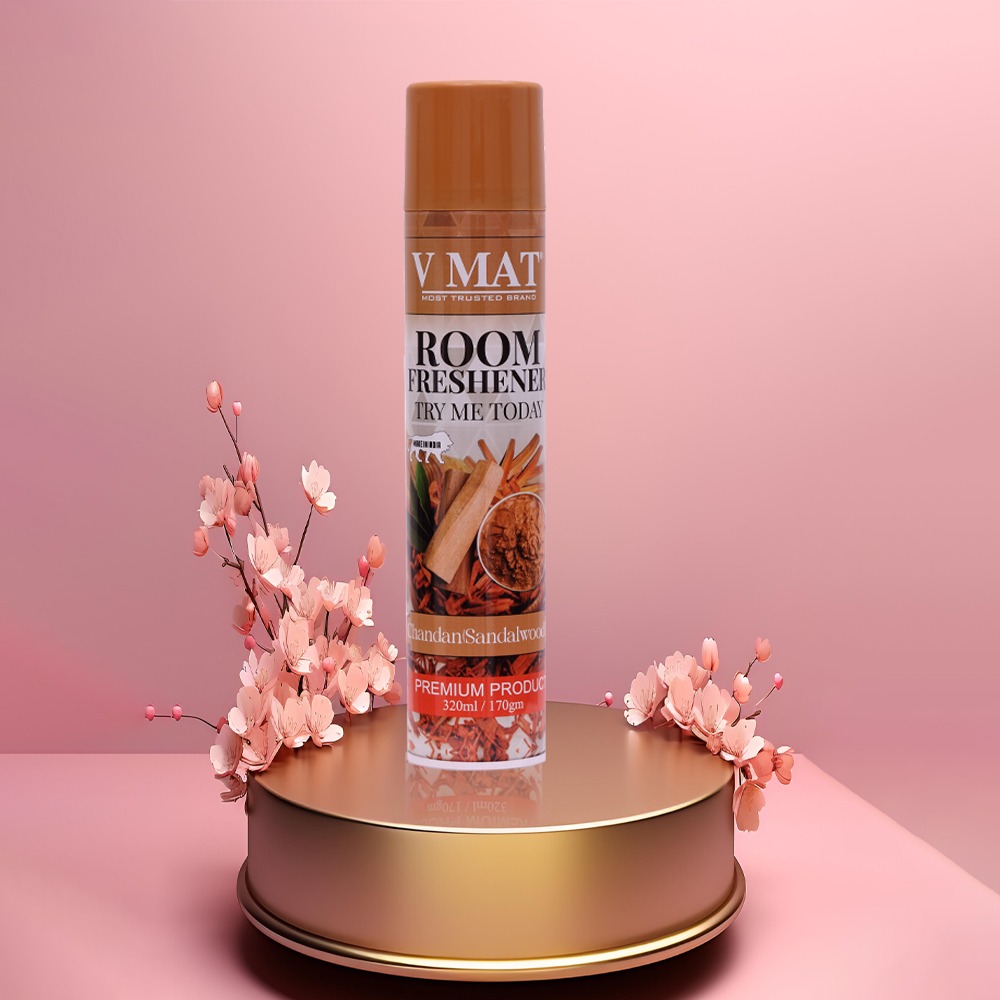 VMAT Room Freshener Spray – Premium Sandalwood Fragrance for Home, Car & Office – Long-Lasting Freshness – Eliminates Odors – 320ml/170g (Most Trusted Brand) (Sandalwood)